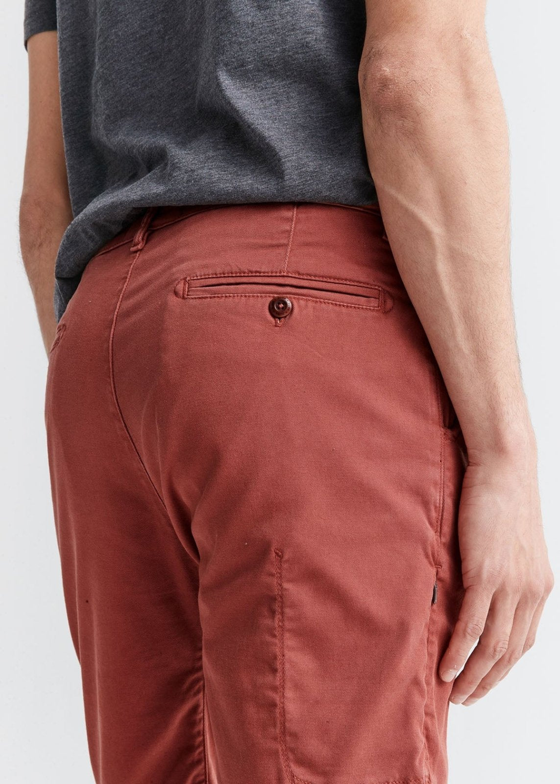 mens dark red lightweight shorts slim back pocket detail