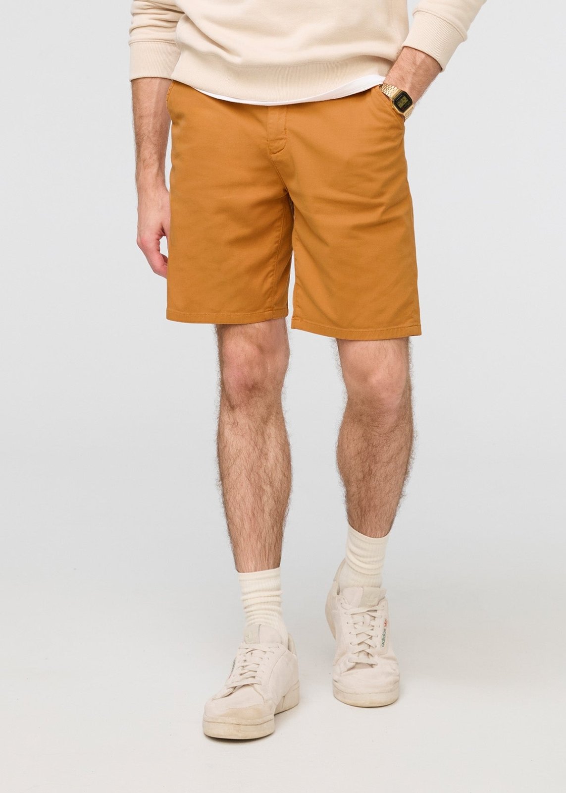mens orange lightweight short slim fit front