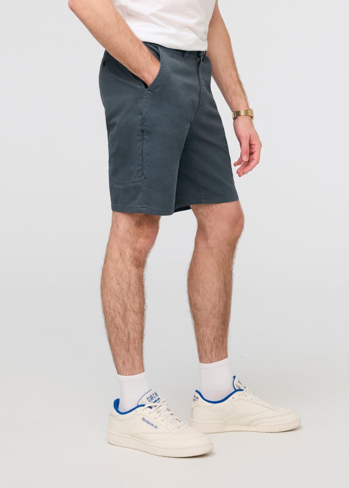 mens deep blue lightweight shorts slim fit side