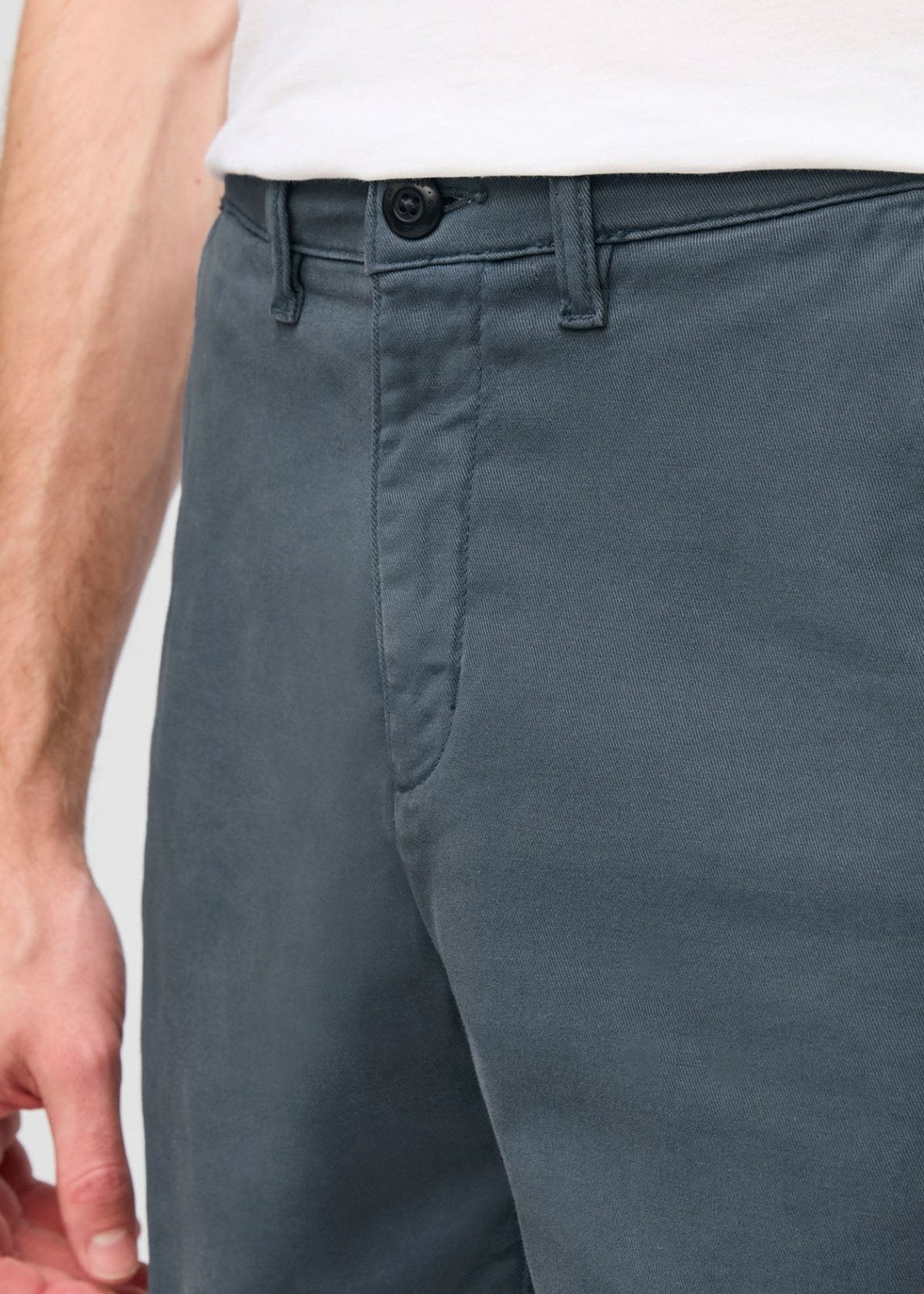 mens deep blue lightweight shorts slim fit front waistband detail