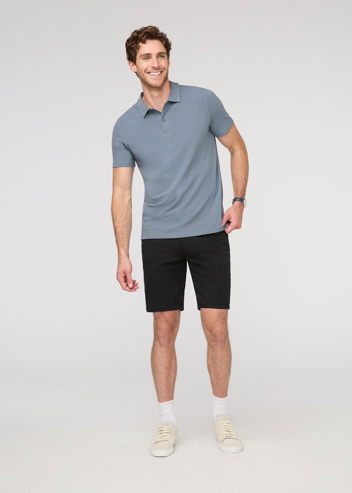 Men's Black Lightweight Shorts Slim Fit full body