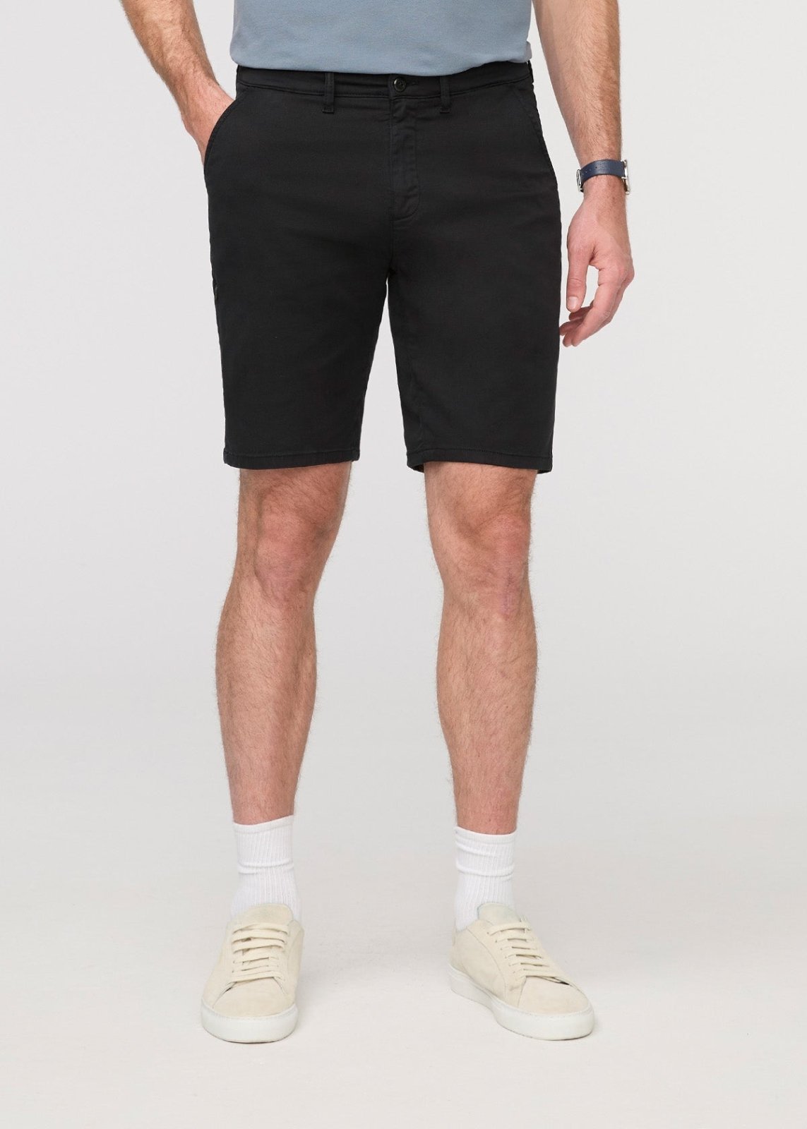Men's Black Lightweight Shorts Slim Fit front