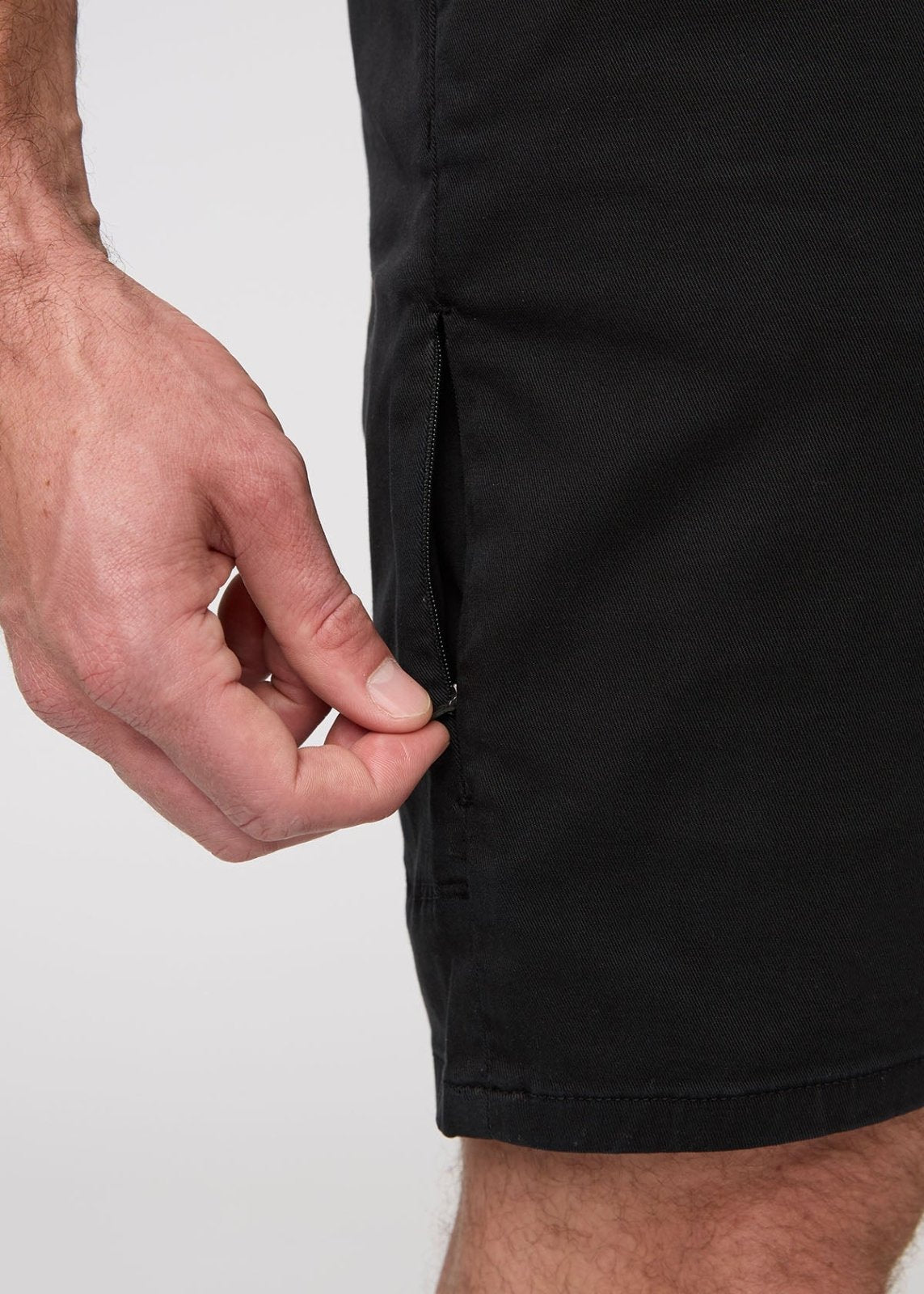 Men's Black Lightweight Shorts Slim Fit zippered pocket