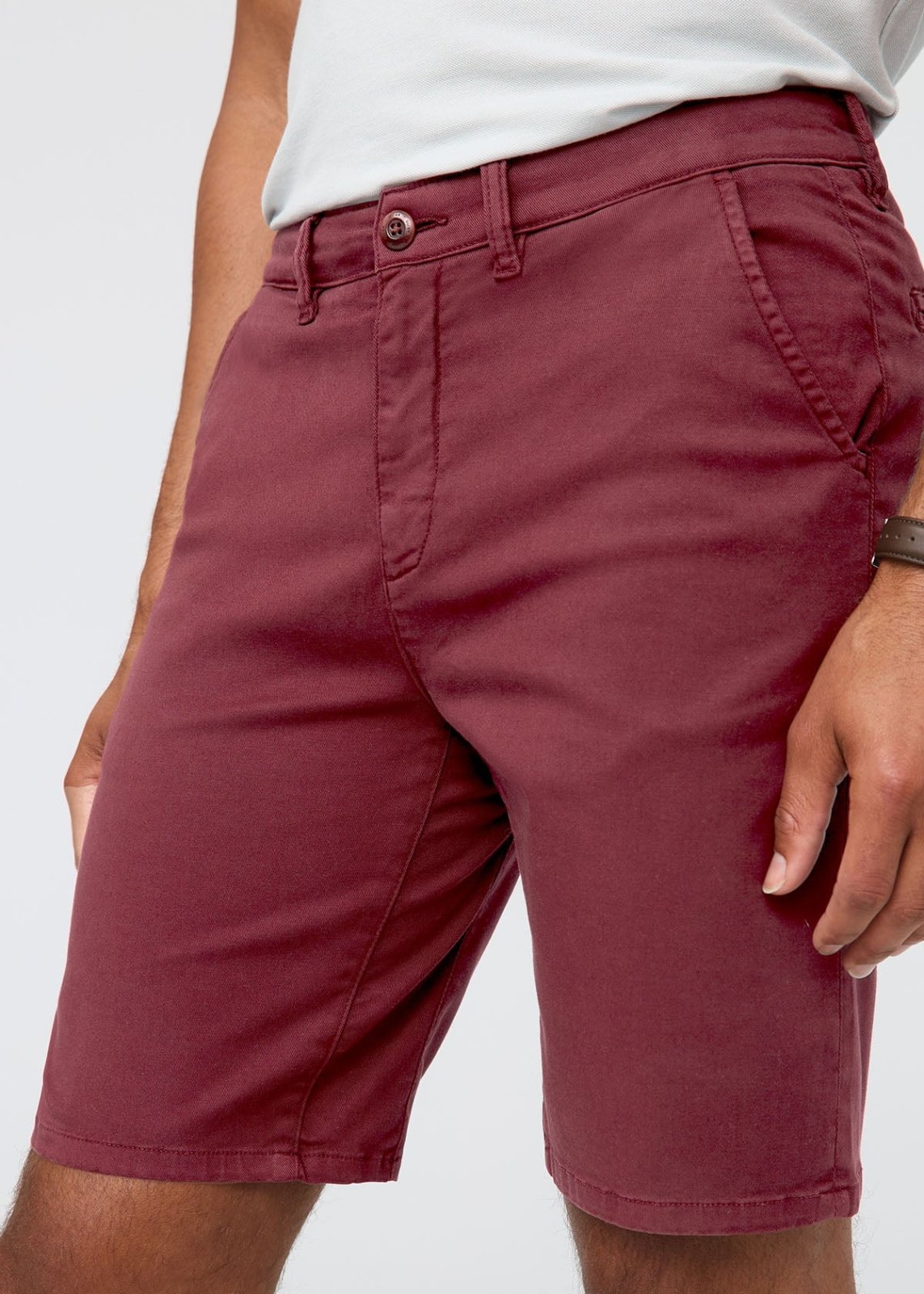 Men's Red Lightweight Shorts Slim Fit front waistband detail