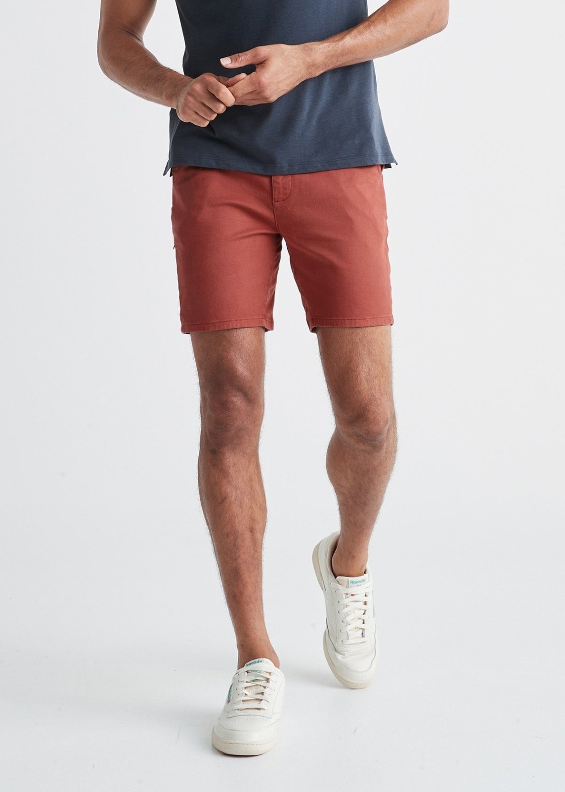 mens dark red lightweight shorts slim front