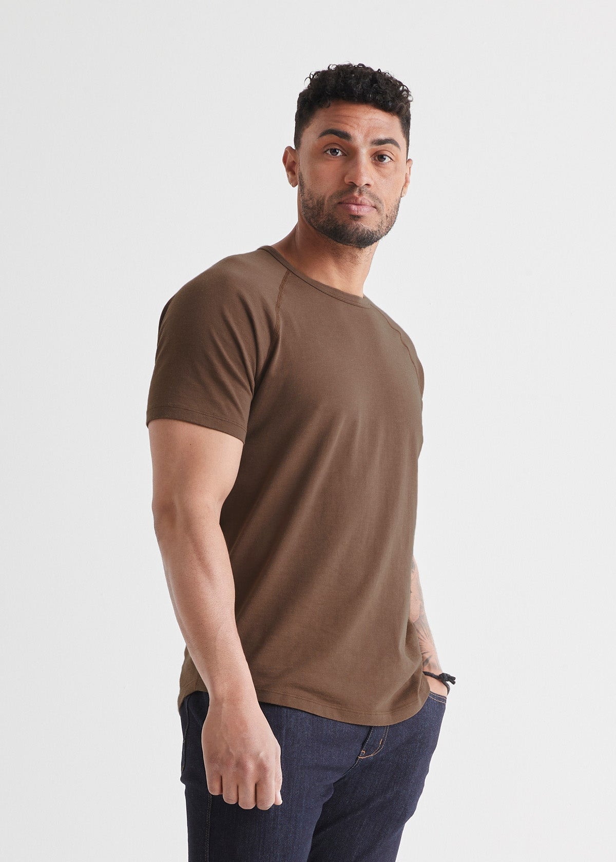 mens brown soft midweight t-shirt front