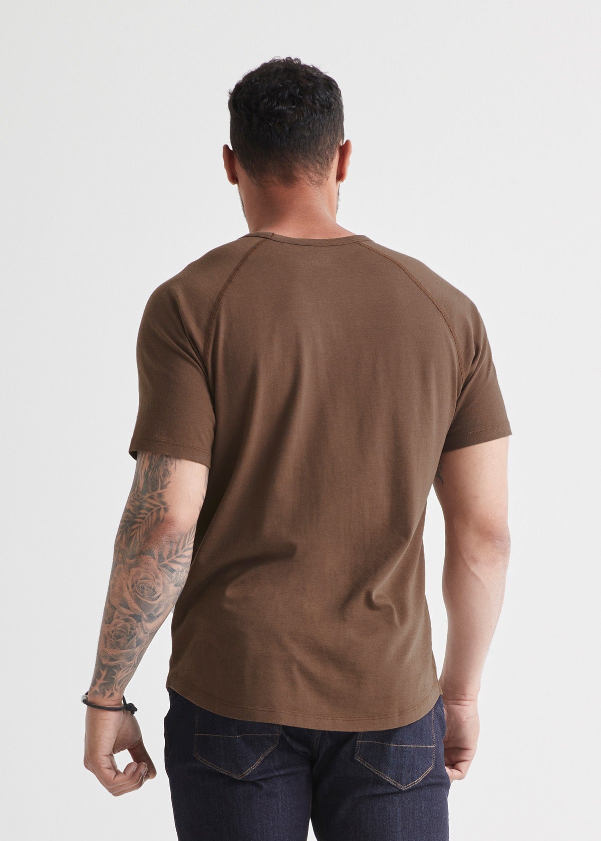 mens brown soft midweight t-shirt back