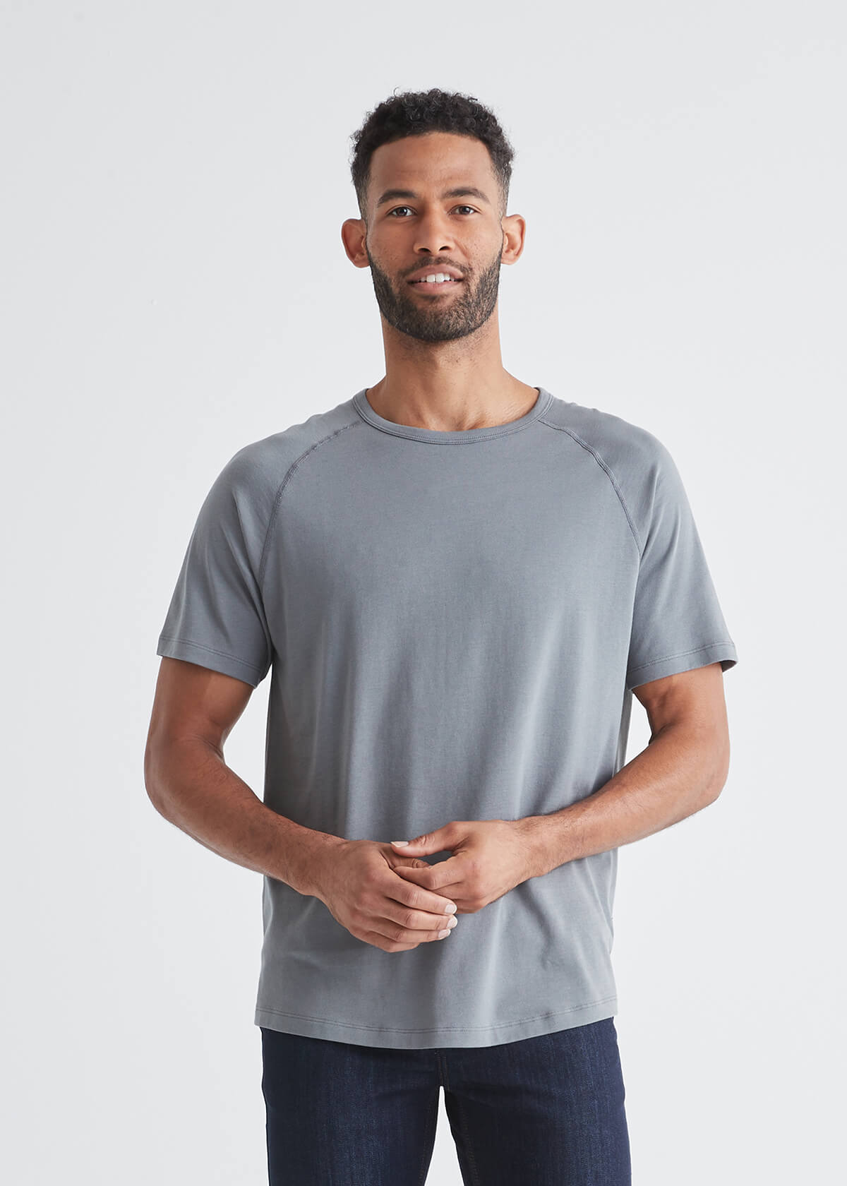 mens grey soft midweight t-shirt front-facing