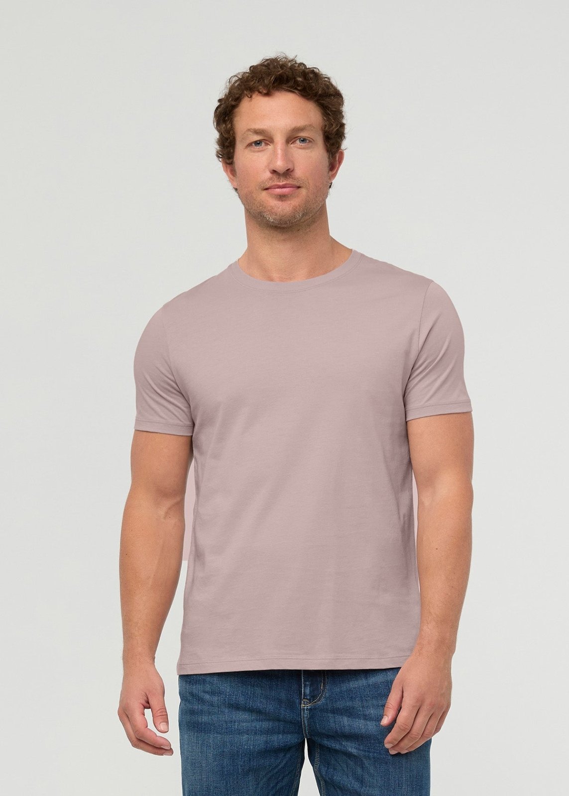mens 100% pima cotton light mauve t-shirt front