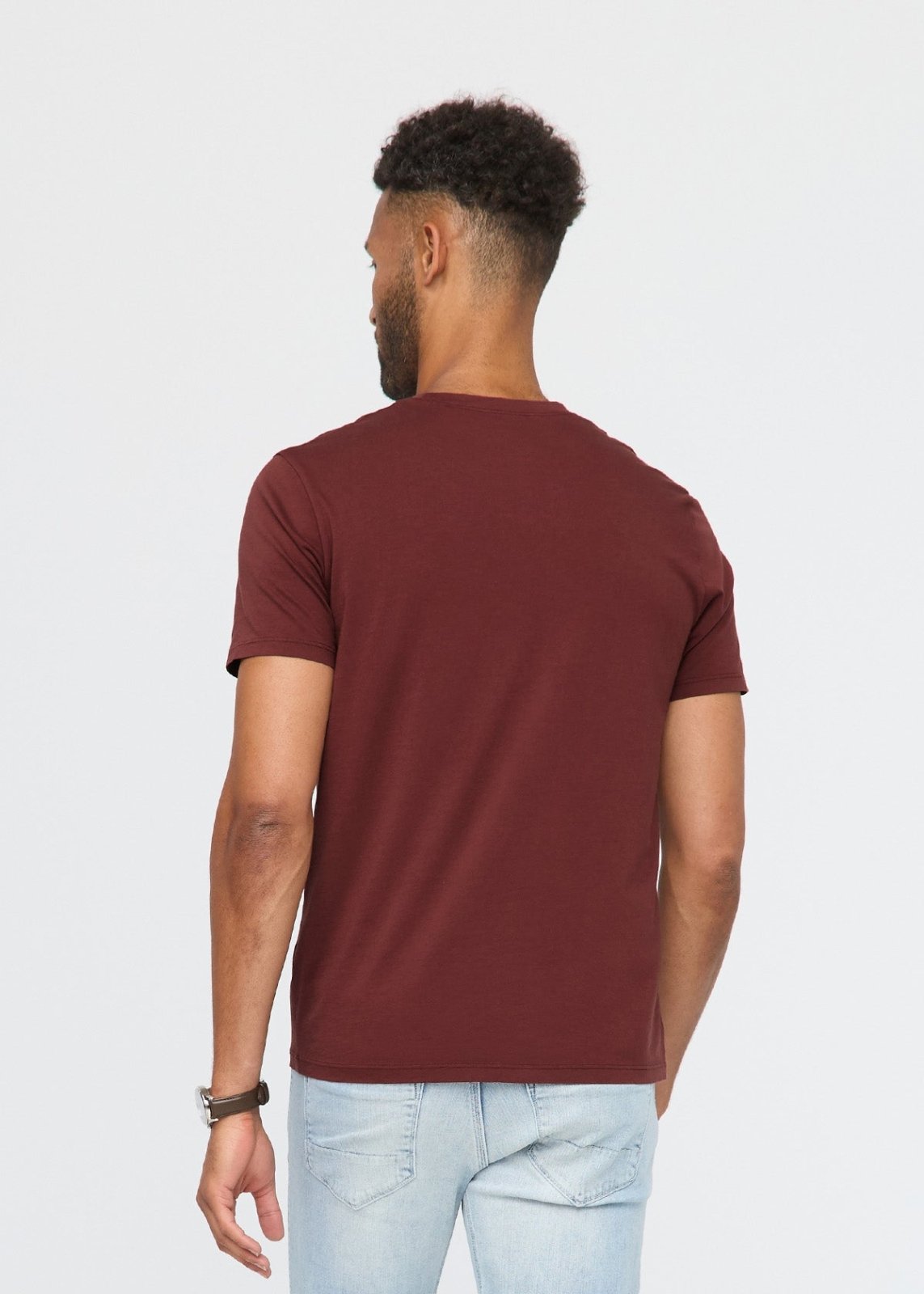 mens 100% pima cotton dark red t-shirt back