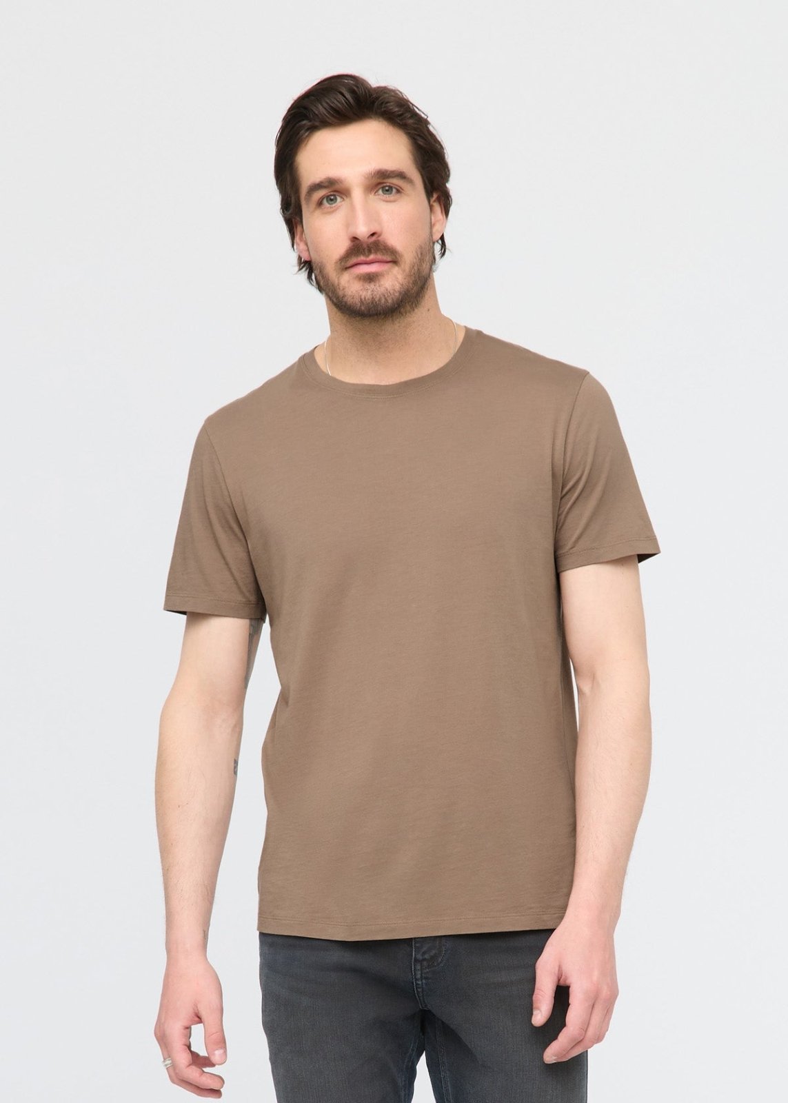 mens 100% pima cotton khaki t-shirt front