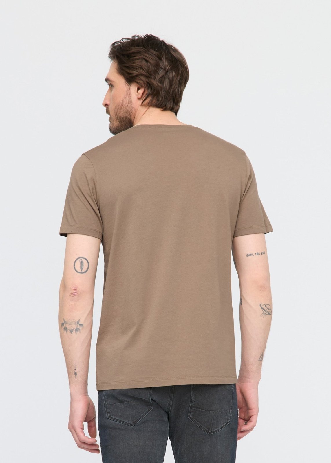 mens 100% pima cotton khaki t-shirt back