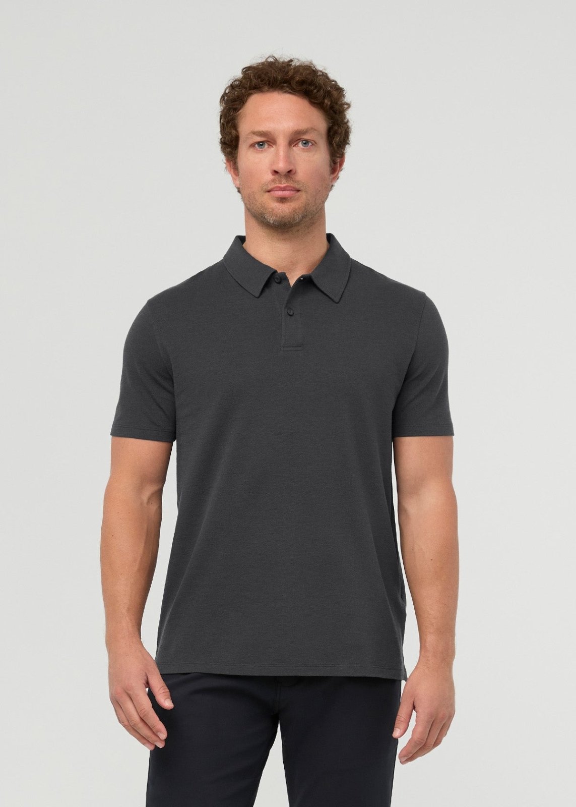 Men's Breathable Charcoal Polo front full body