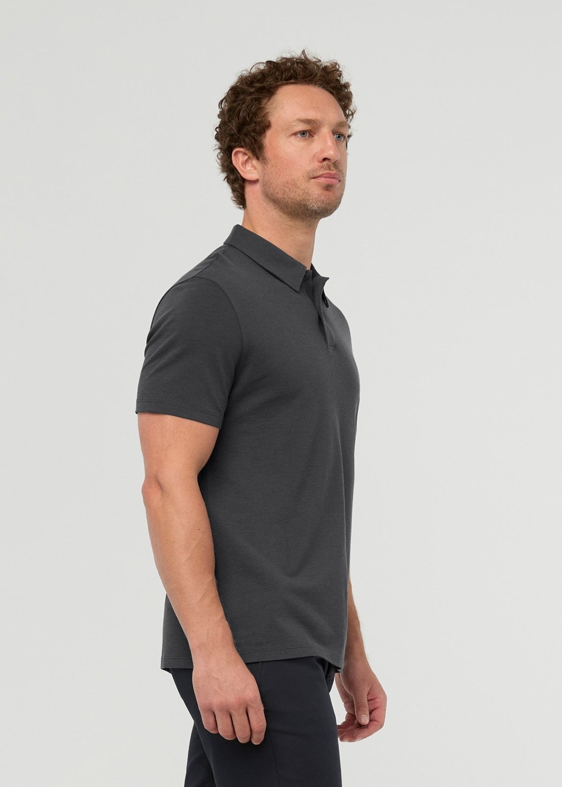 Men's Breathable Charcoal Polo side