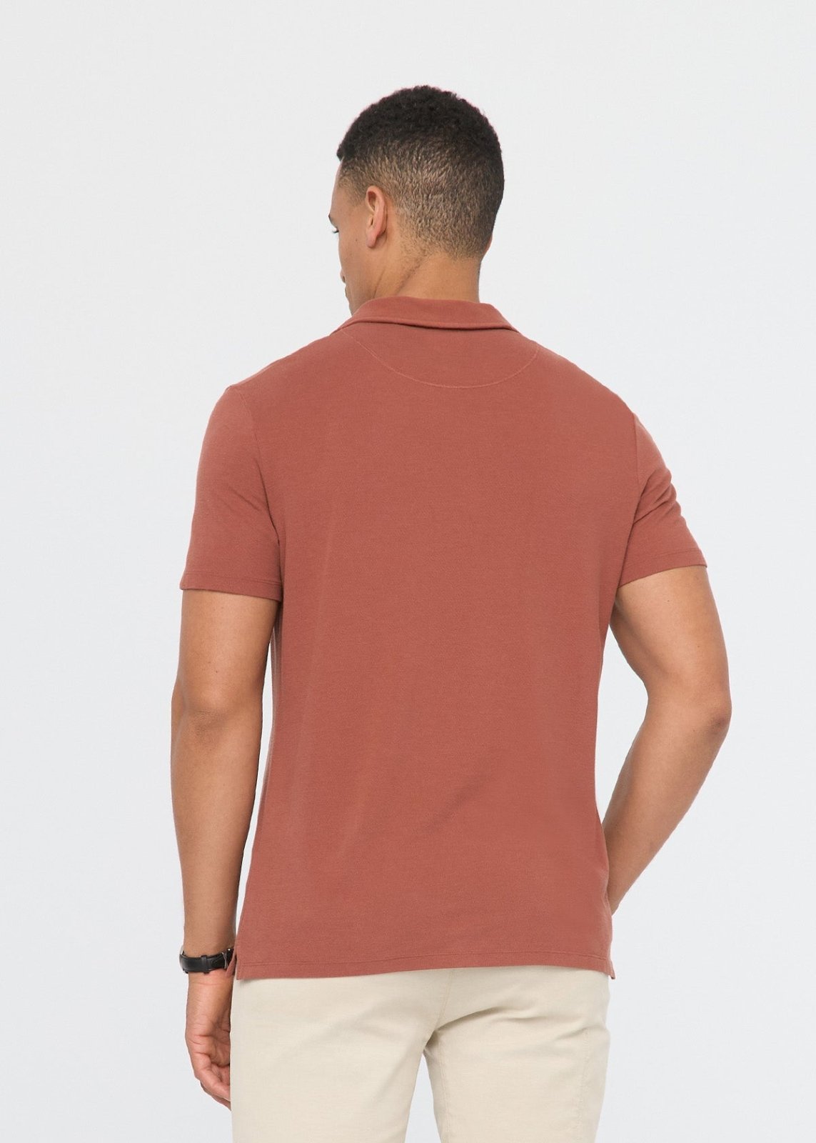 mens breathable red polo back