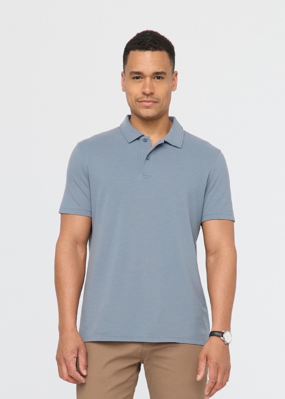 mens breathable stone blue polo front