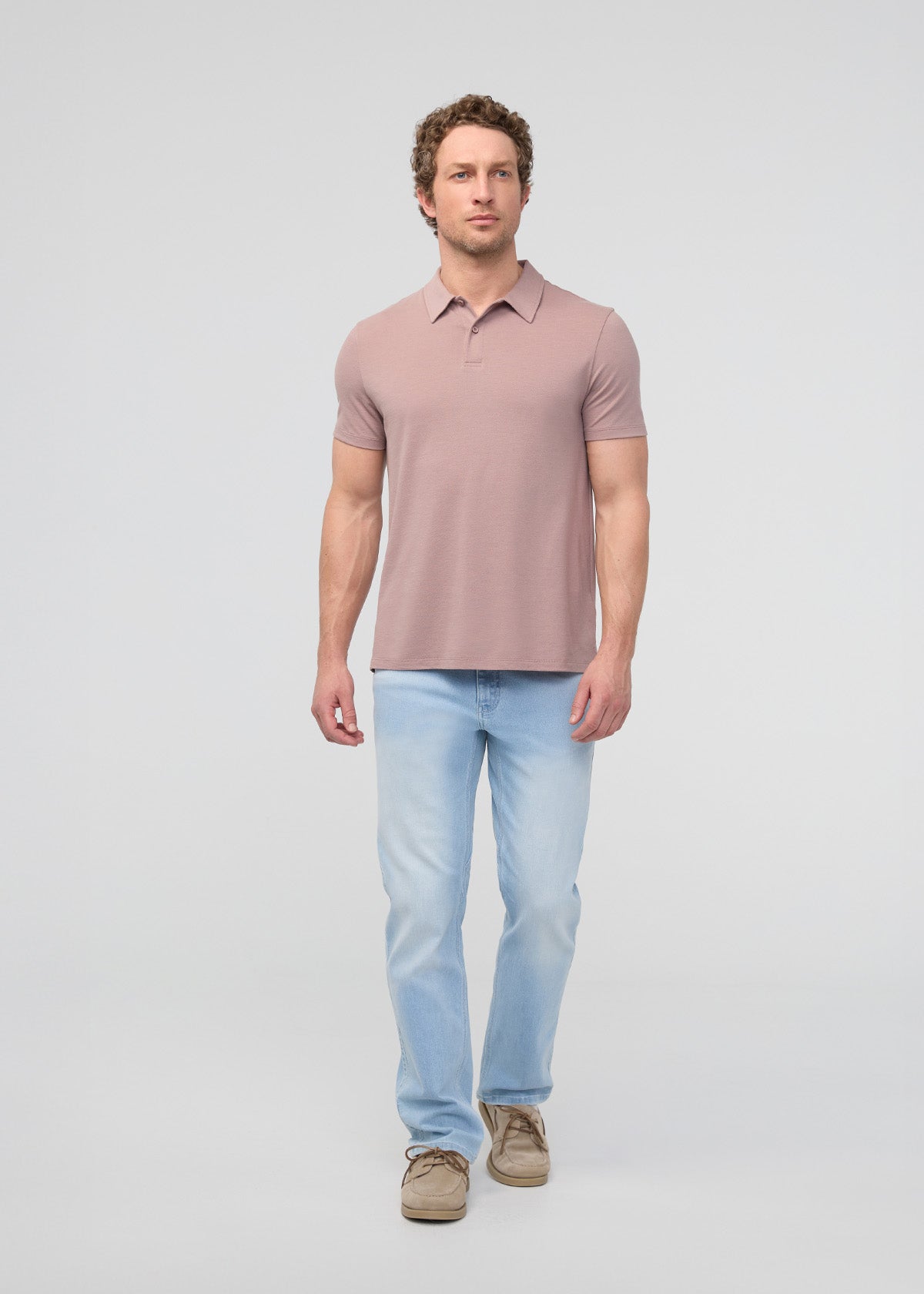 mens breathable hazy mauve polo full body