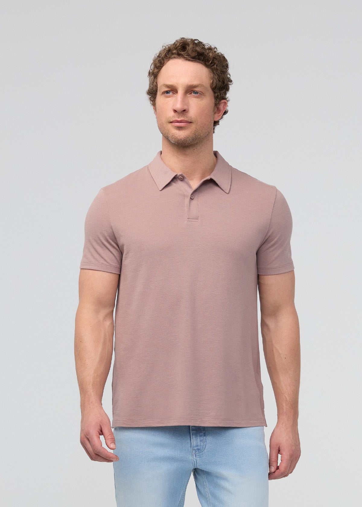 mens breathable hazy mauve polo front