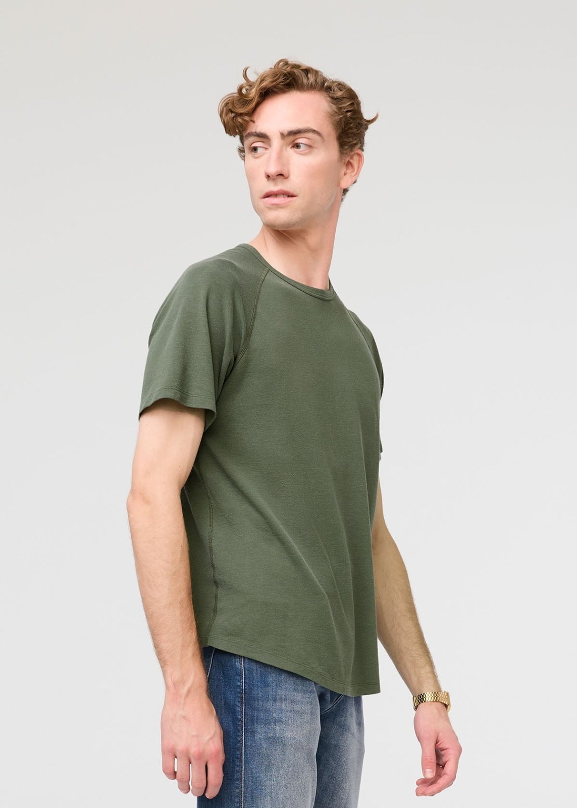 mens breathable green tee side