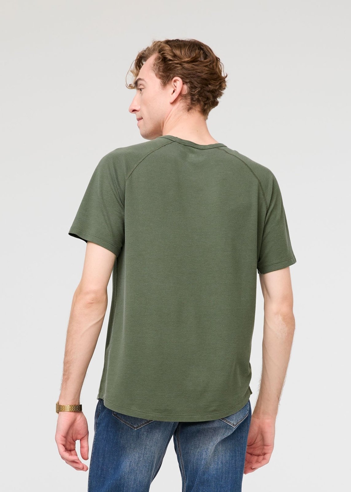mens breathable green tee back