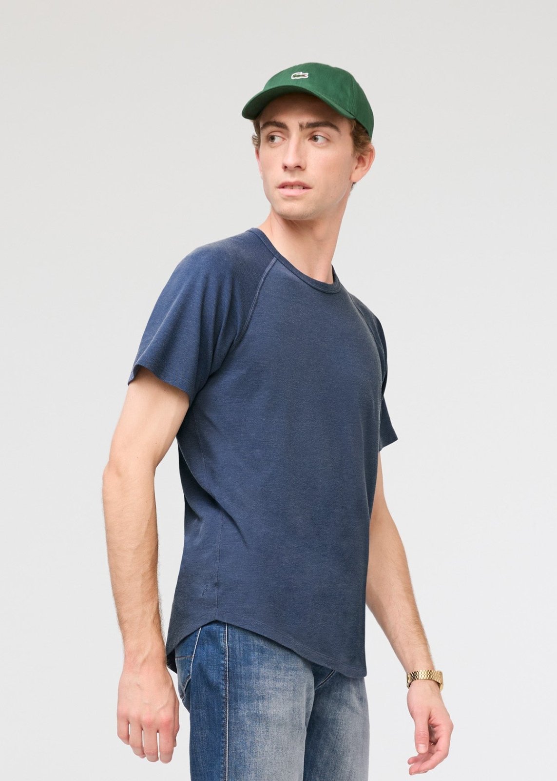 mens breathable navy tee side
