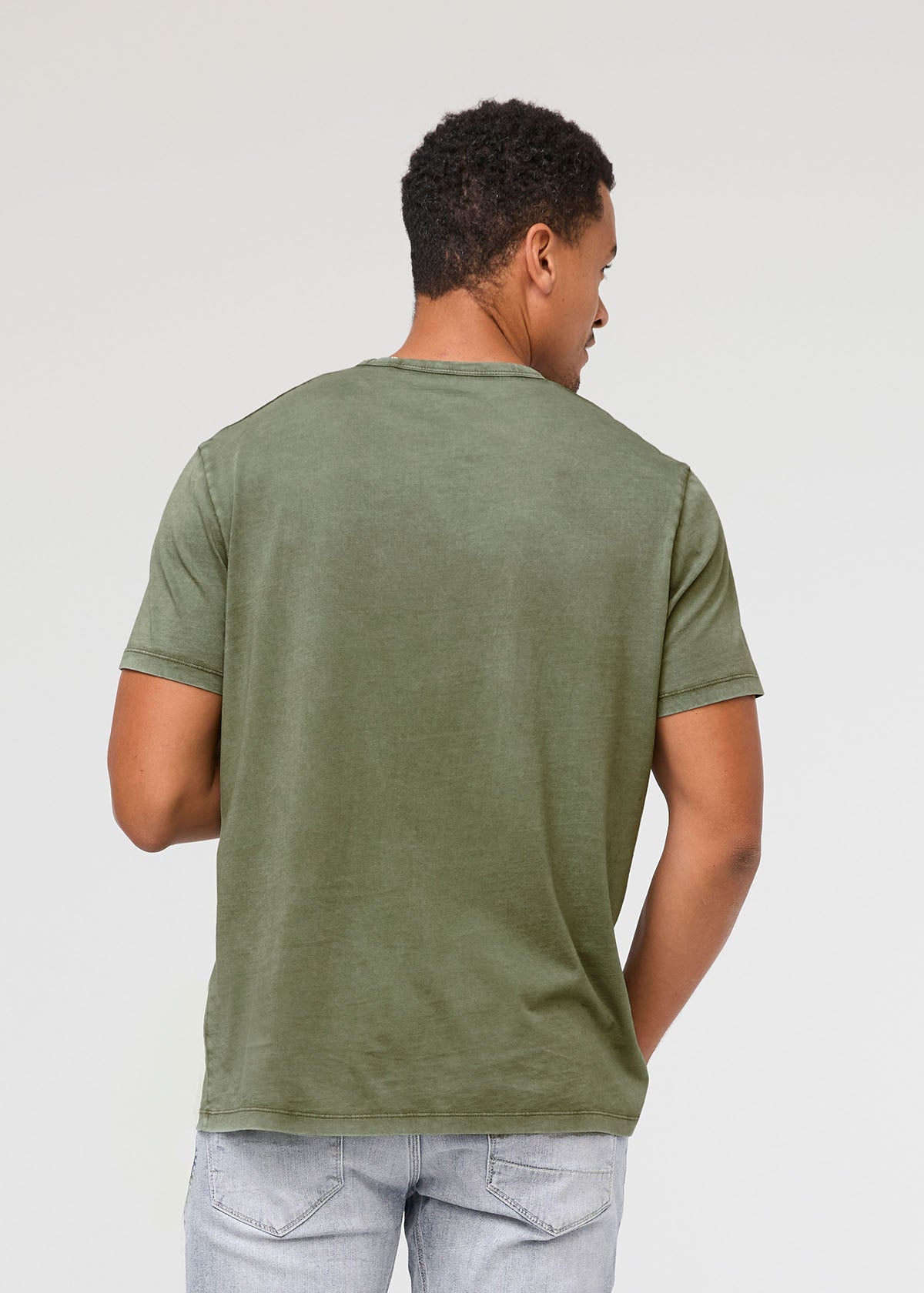 mens pima cotton vintage style green t-shirt back