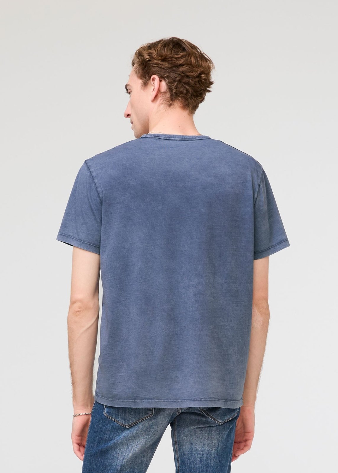 mens pima cotton vintage style blue t-shirt back