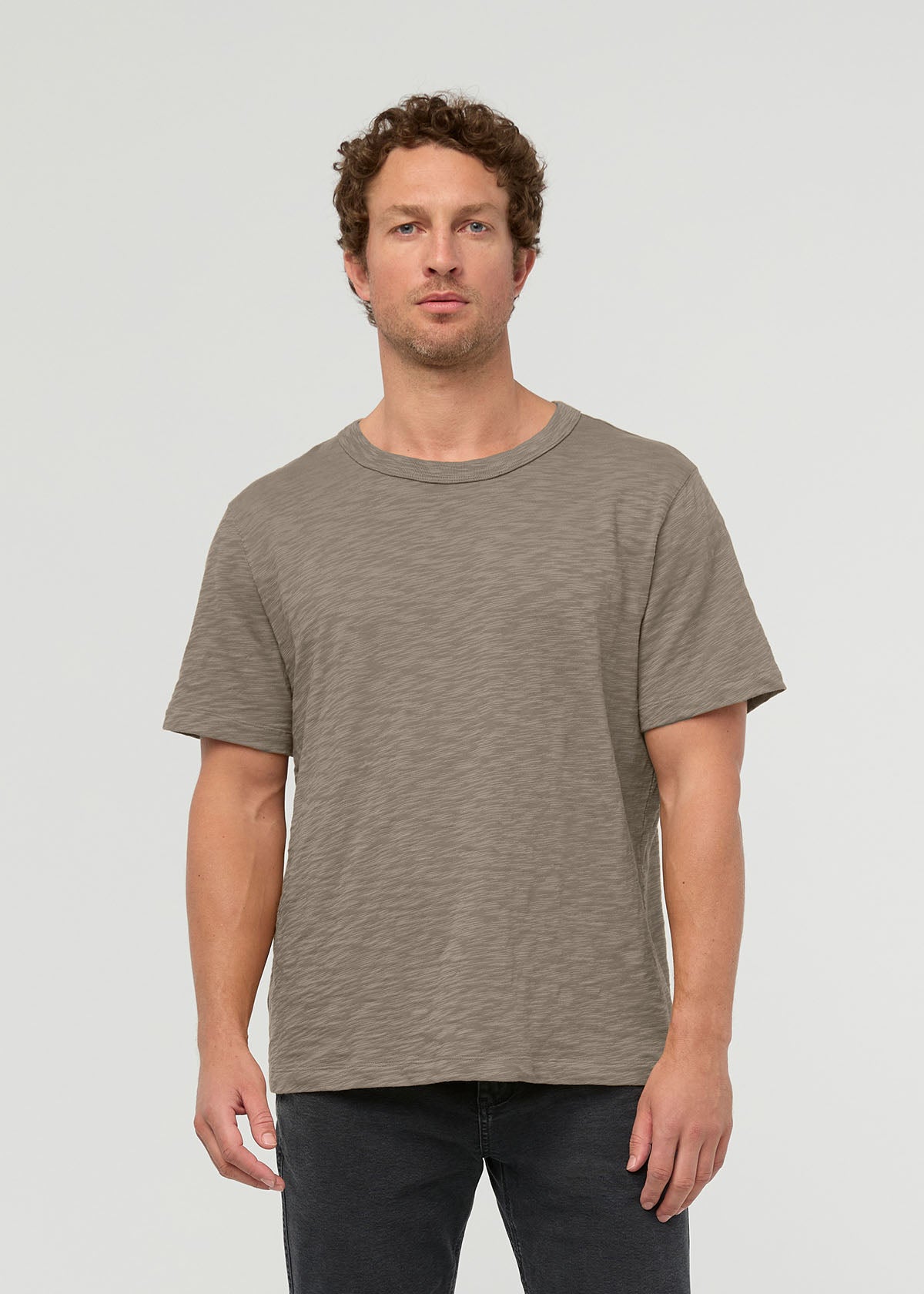 Men's Brown Midweight Slub Jersey Tee front