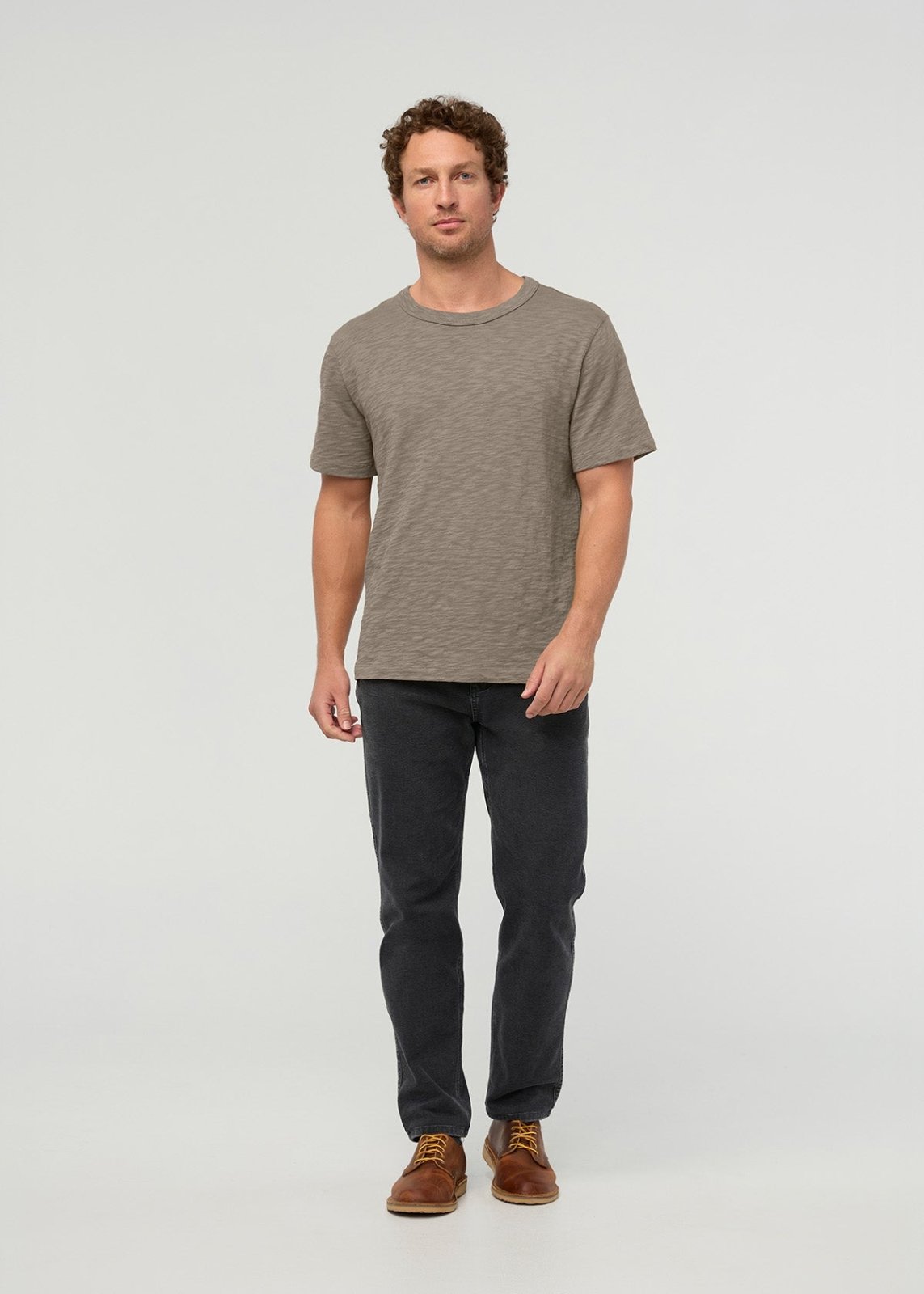 Men's Brown Midweight Slub Jersey Tee full body