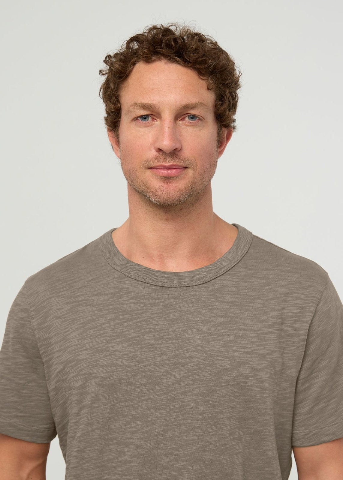 Men's Brown Midweight Slub Jersey Tee front detail