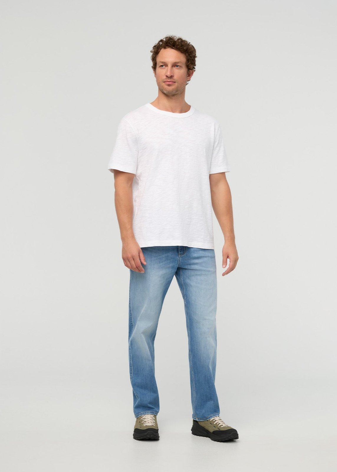 Men's White Midweight Slub Jersey Tee full body