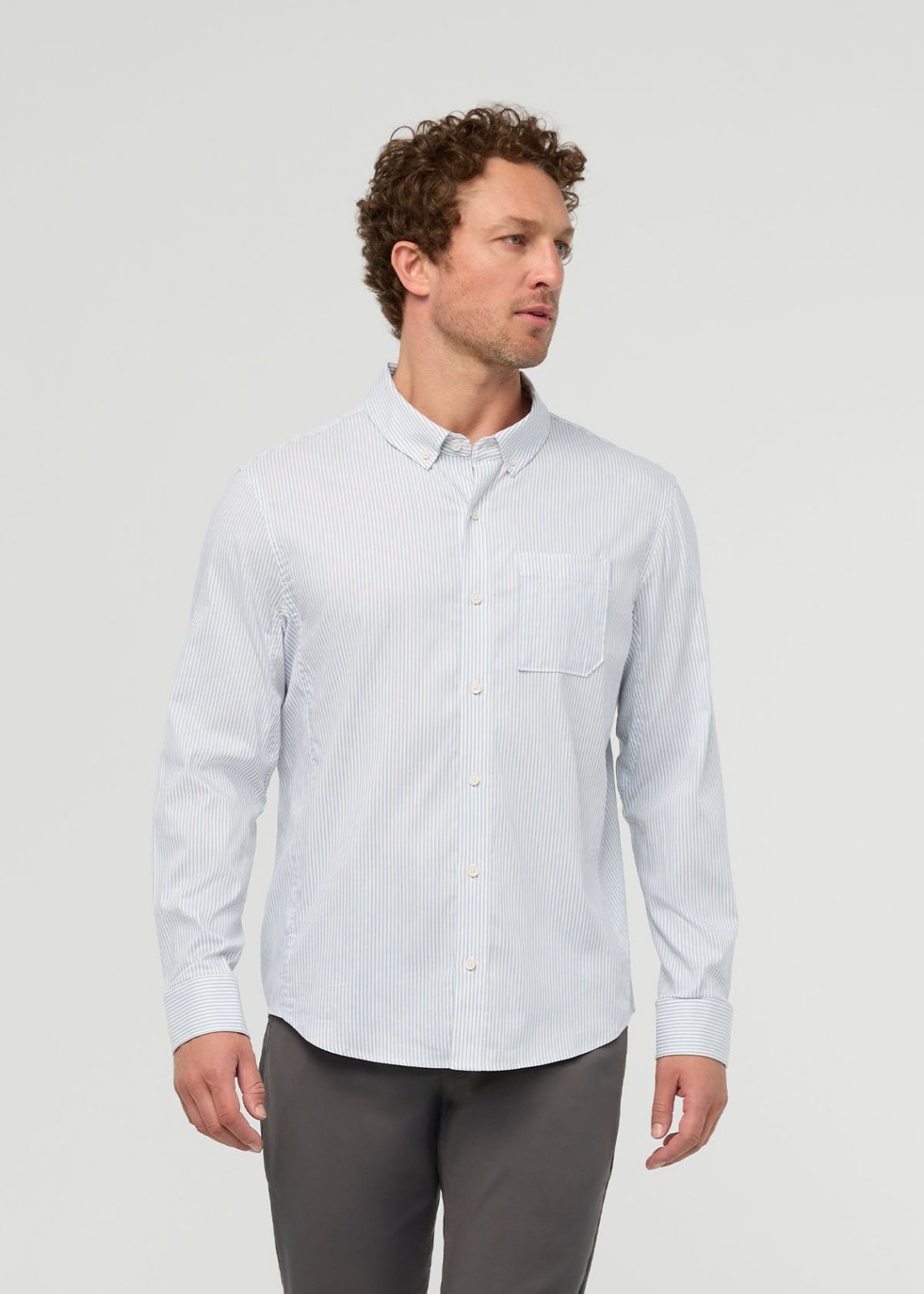 Men's Blue Stripe Twill One Pocket Shirt front