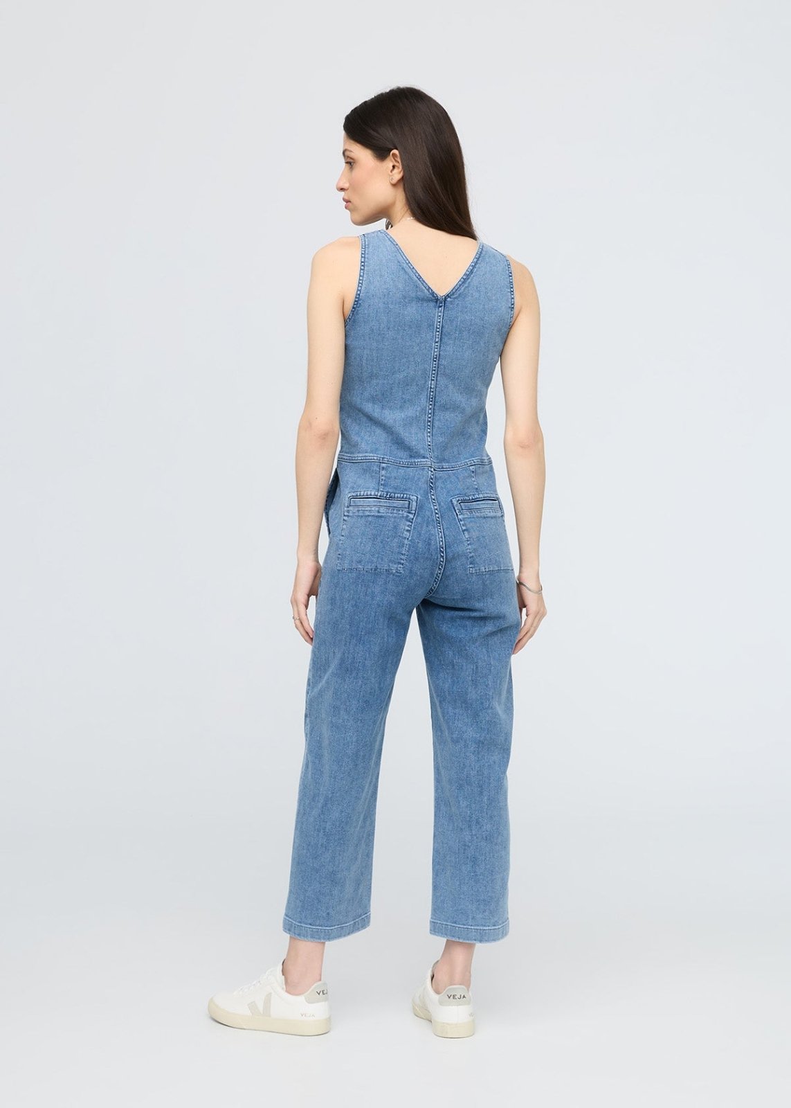 Women's Stretch Denim Jumpsuit - Main Image