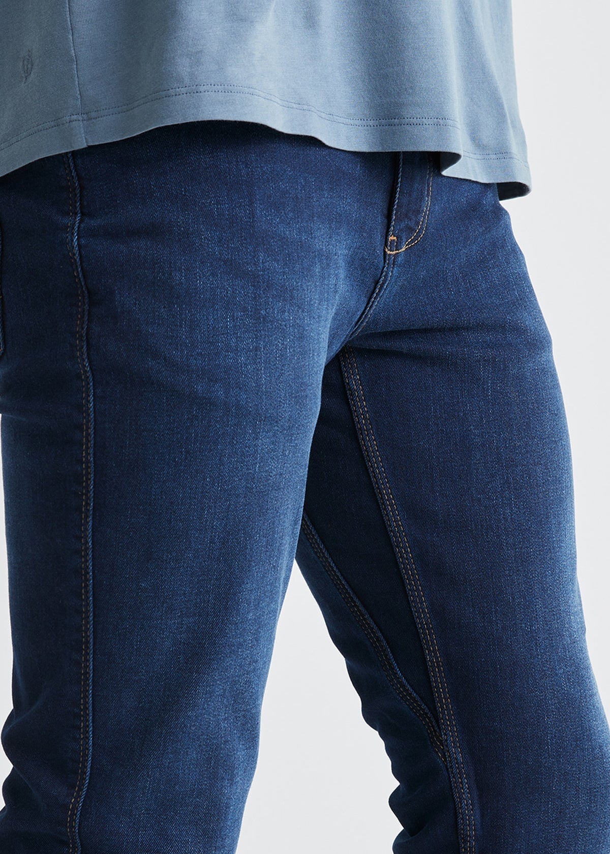 mens dark stone slim fit stretch jeans gusset detail