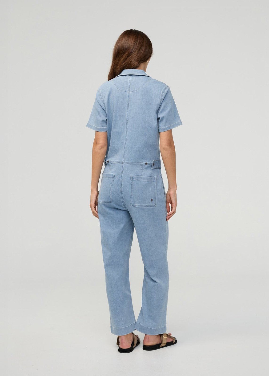 Women's Short Sleeve Denim Jumpsuit