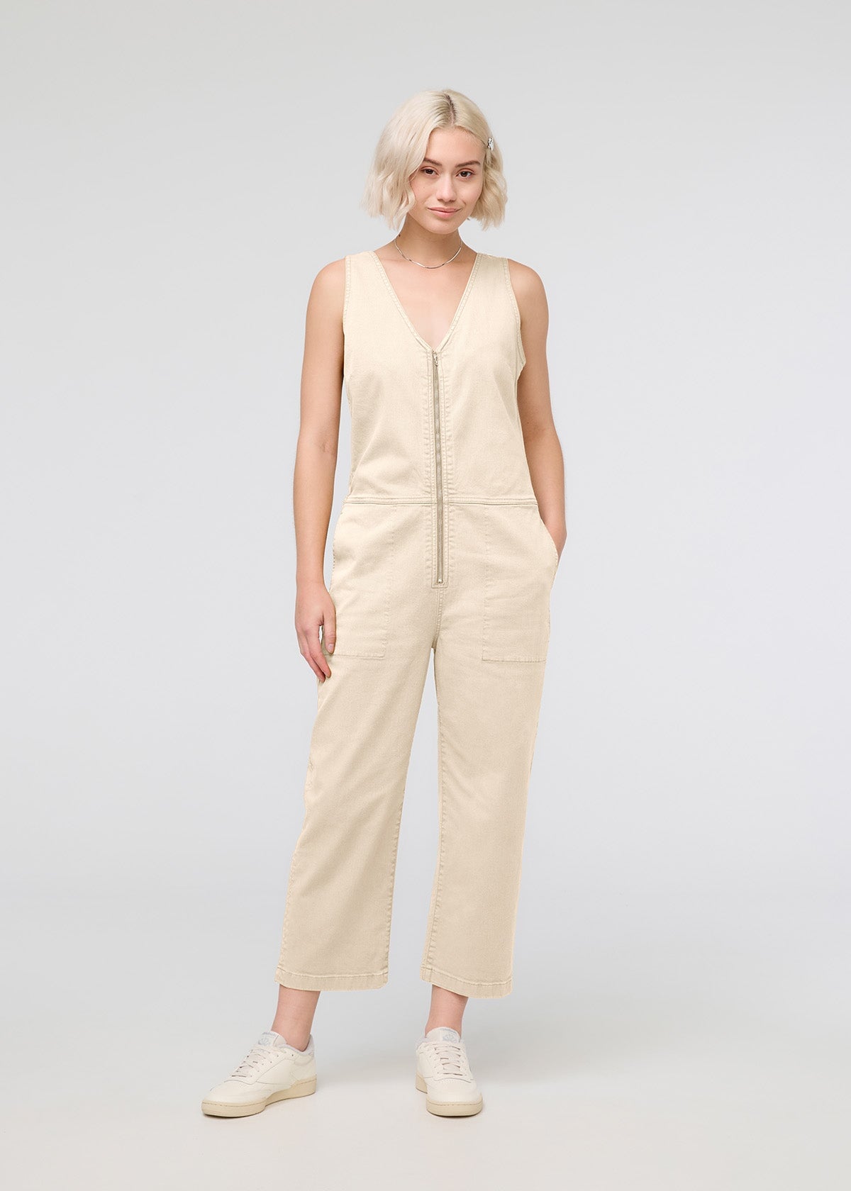 womens off-white luxtwill jumpsuit front