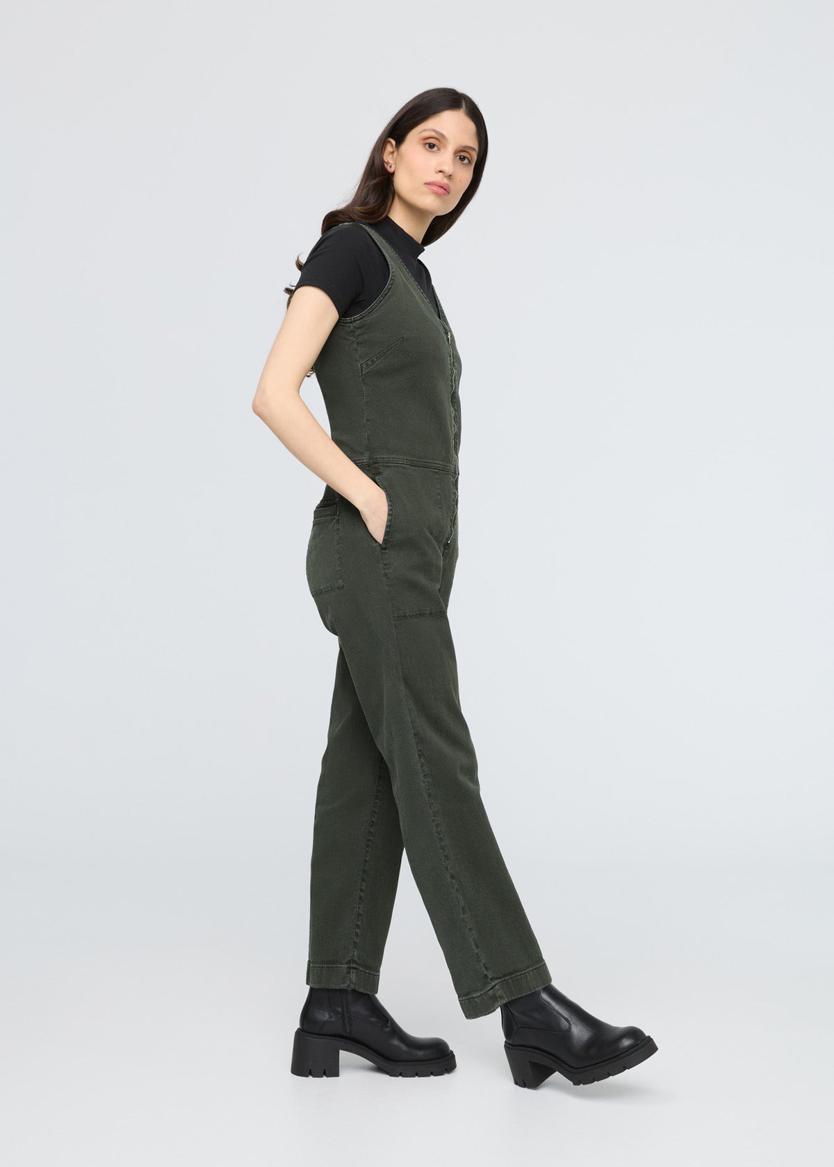 womens peat stretch twill jumpsuit side