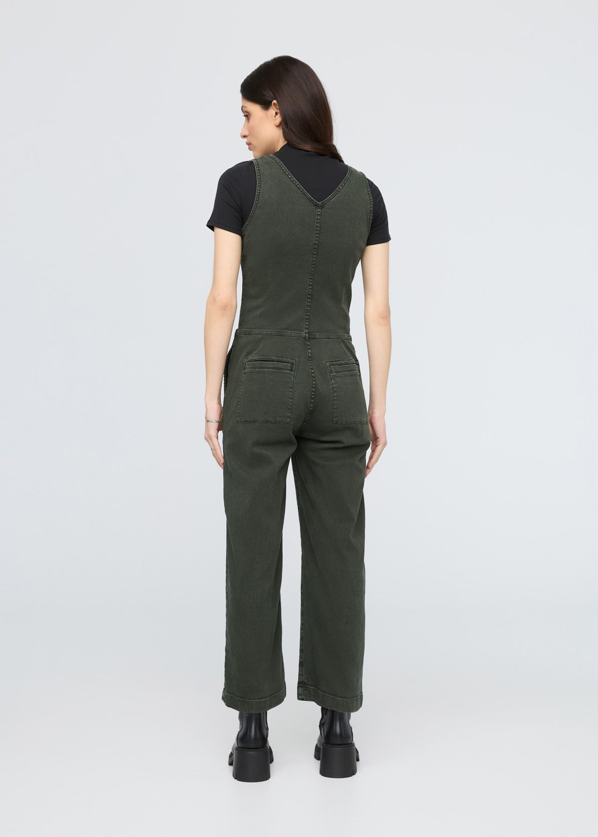 womens peat stretch twill jumpsuit back