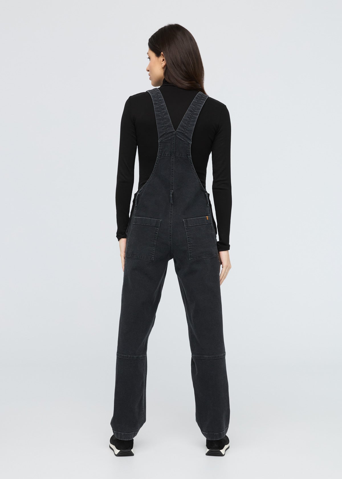 Women's Black Stretch Canvas Overalls