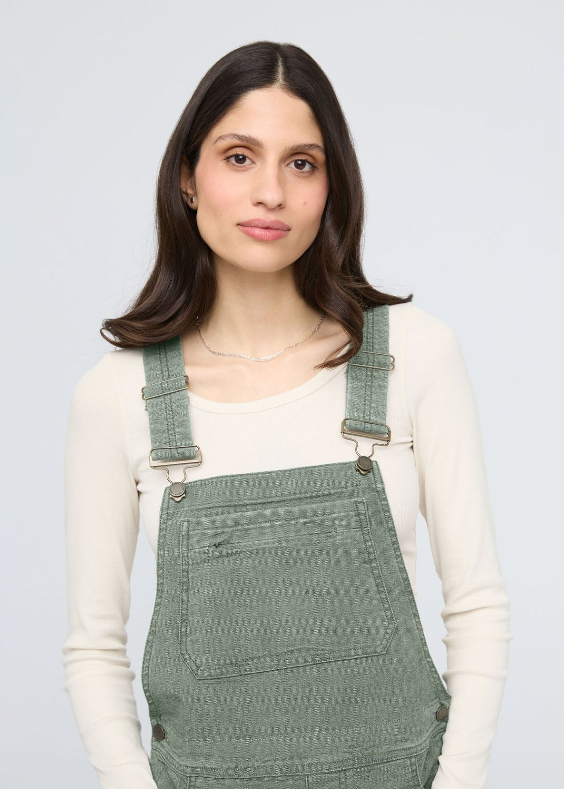 womens pine stretch canvas overalls straps and front pocket