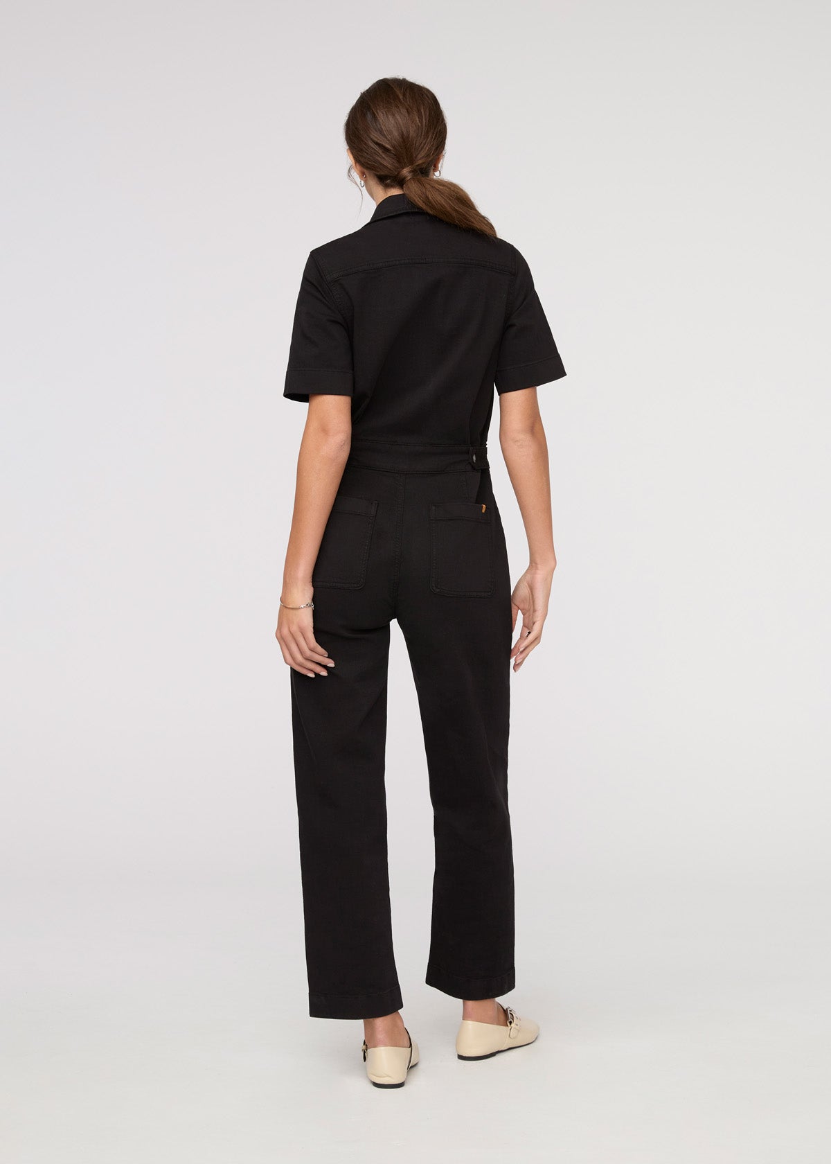 Women's Black Stretch Twill Boiler Suit - Main Image