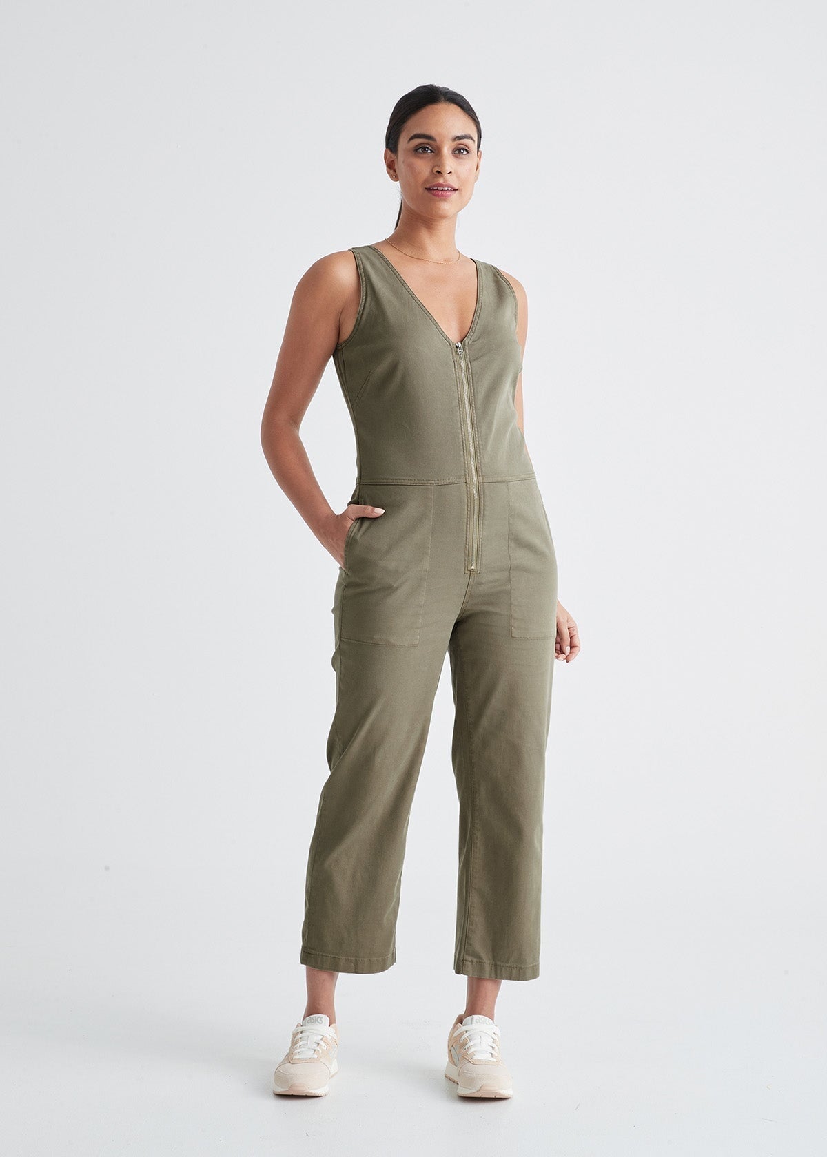 womens green live free jumpsuit full body front
