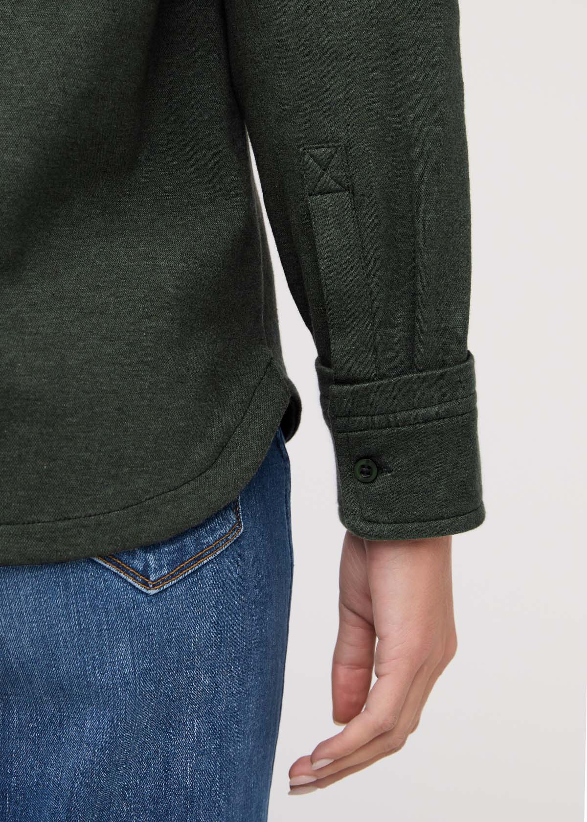 Women's Heather Peat Flannel Button Down Sleeve Detail