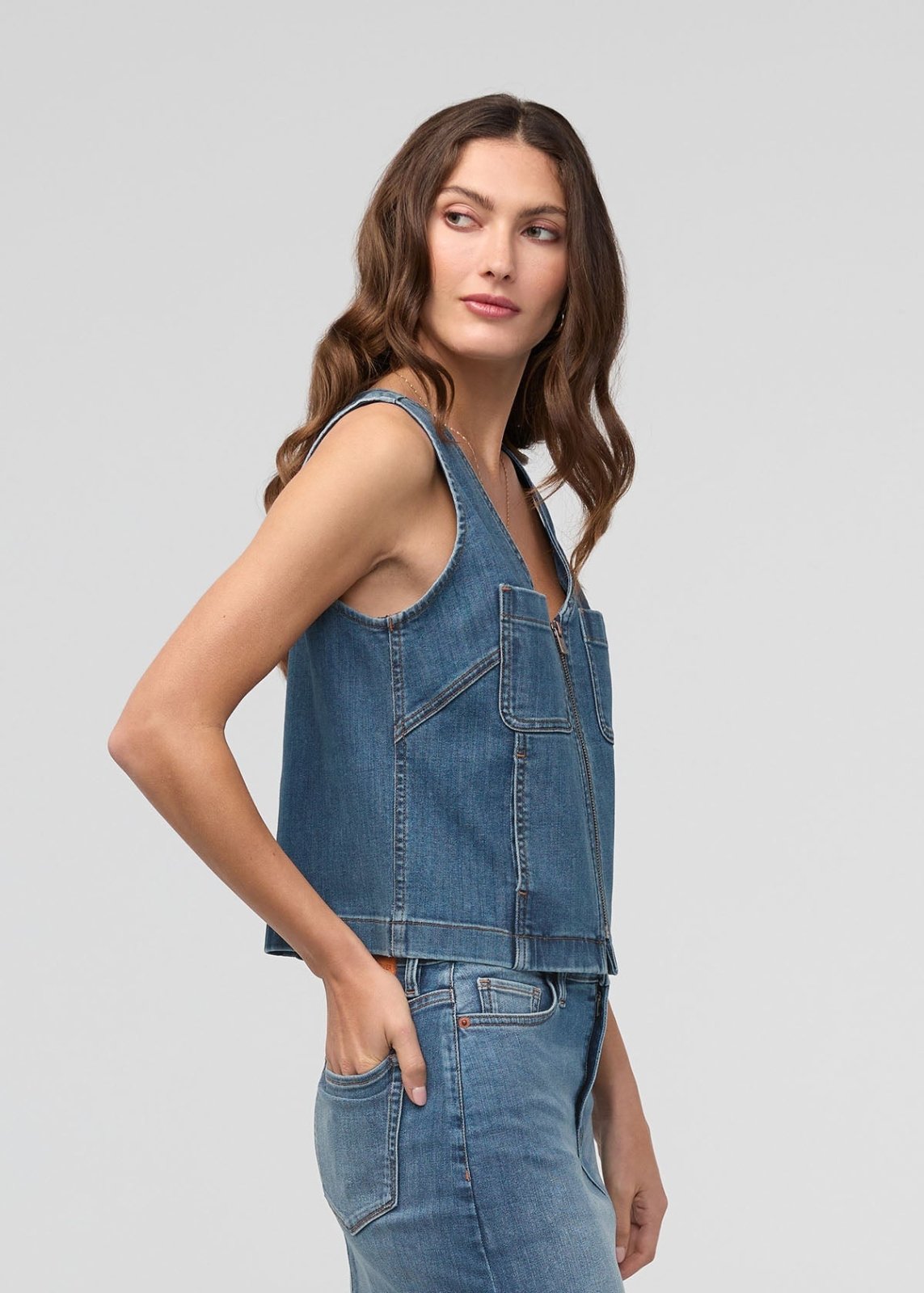 Women's Performance Denim Front Zip Vest