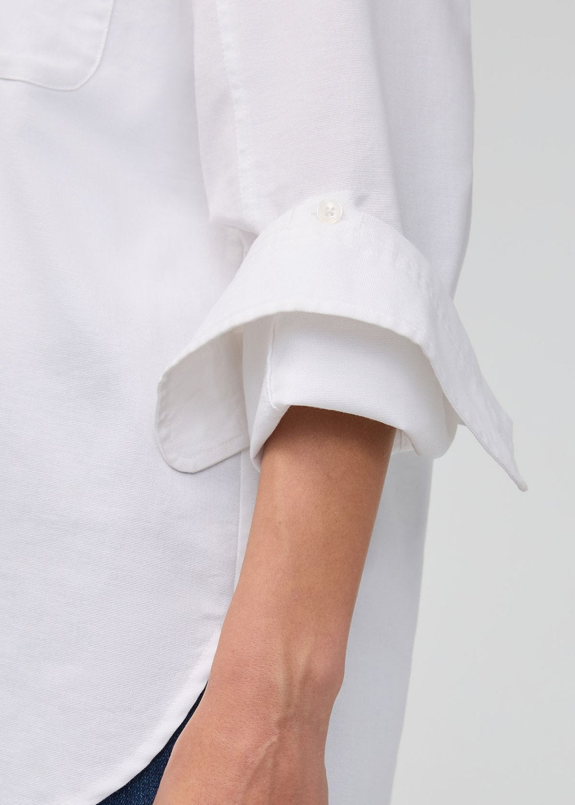 womens white oxford relaxed button down convertible cuff 2