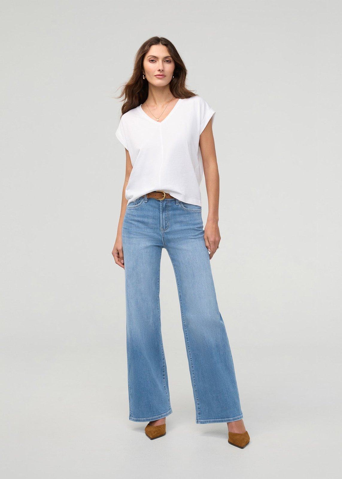 women's vintage seaside high rise straight wide leg jeans full body
