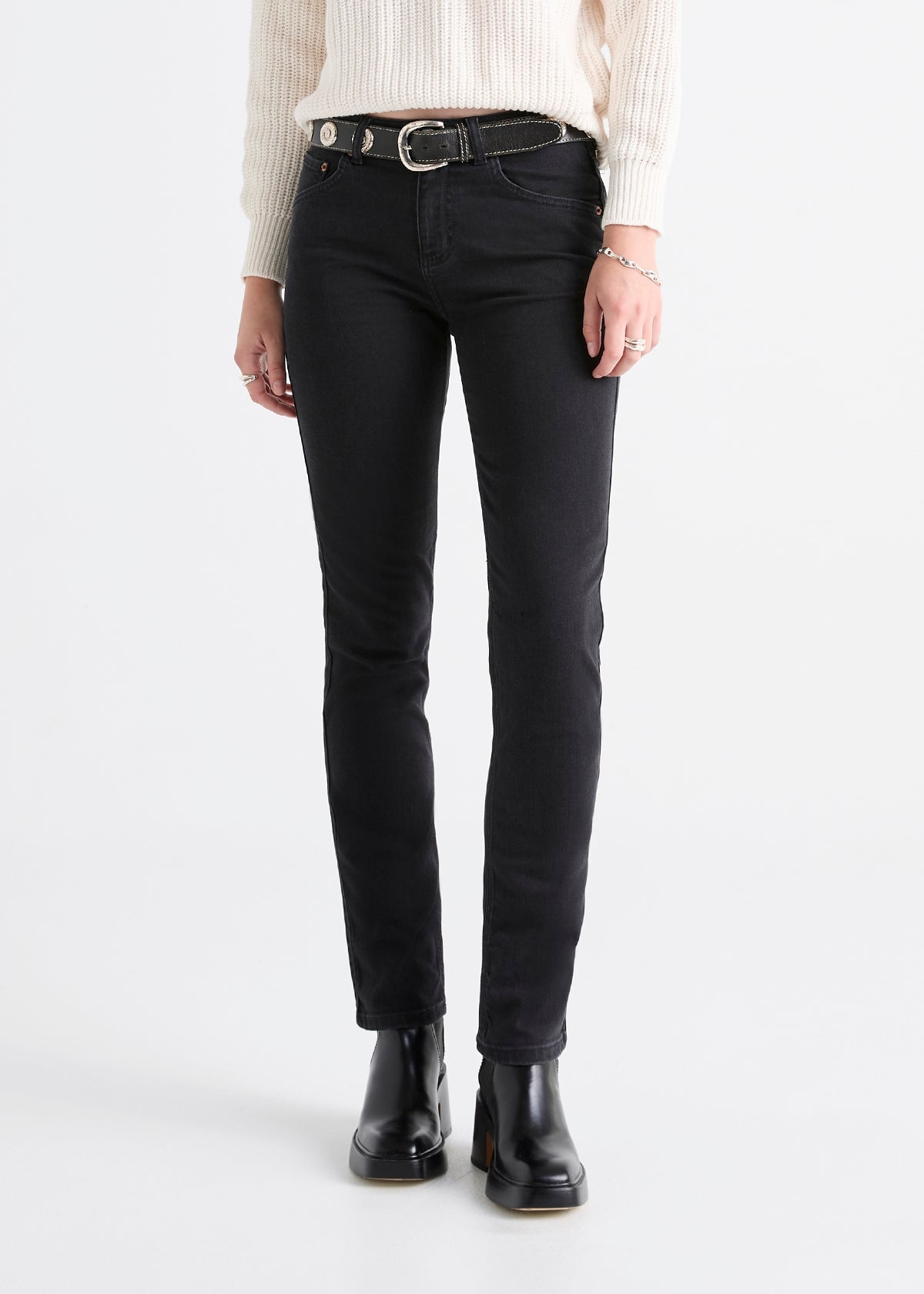 Slim Comfort Buff Fit Black Textured Jeans - Ruben