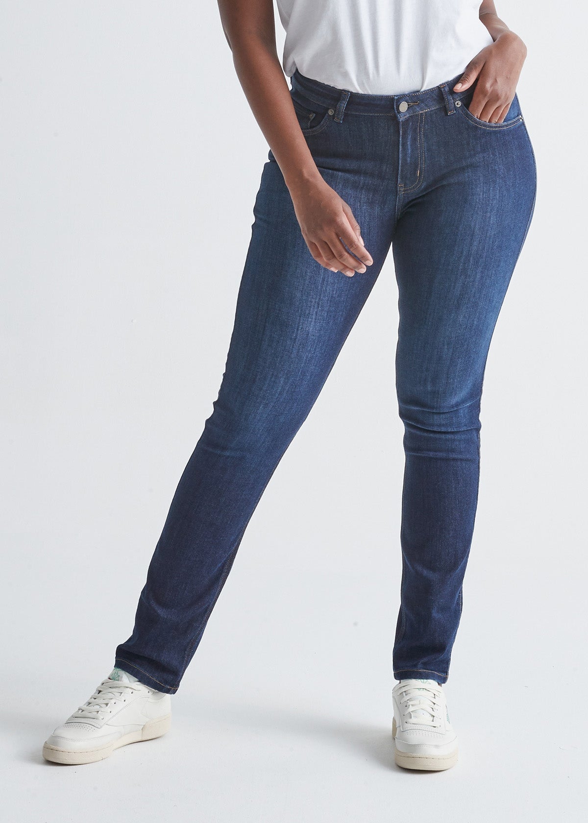 Women's Slim Straight dark blue stretch jeans front