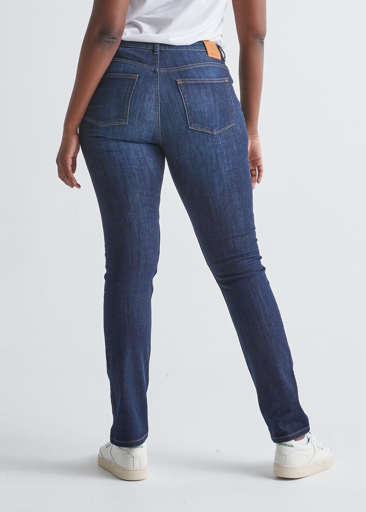 Women's Dark Wash Slim Straight Stretch Jeans - Main Image