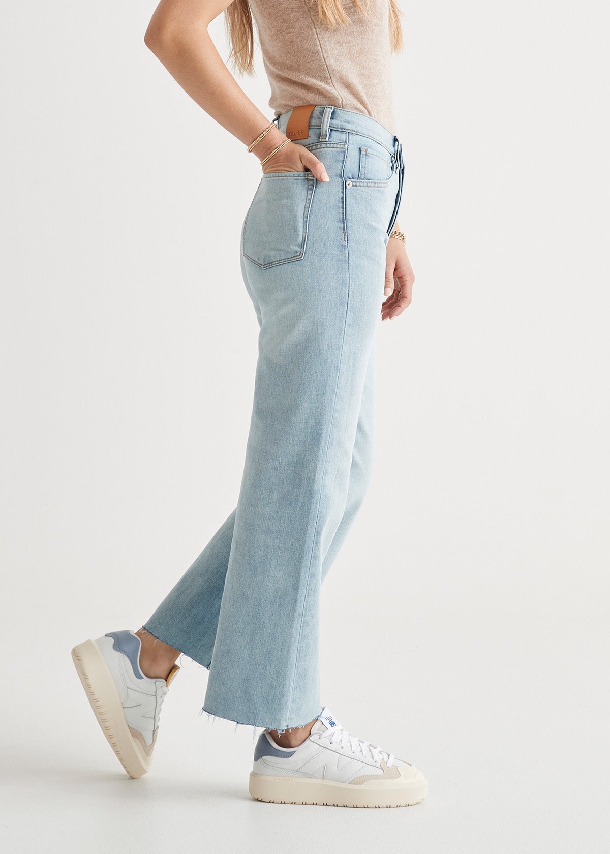 White denim outlet wide leg jeans